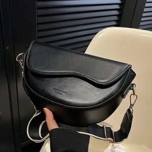 Chic Black Crossbody Small Saddlebag NWOT PU Leather